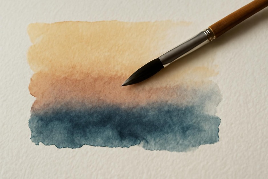 Brush and textured paper with layered washes